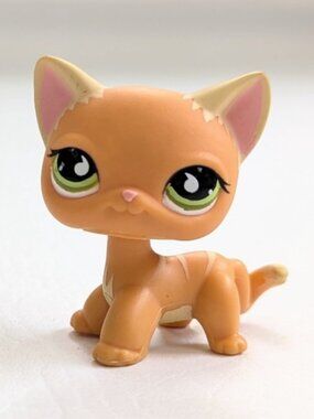 Authentic Littlest Pet Shop LPS #790/525 Orange Shorthaired Cat Green Eyes
